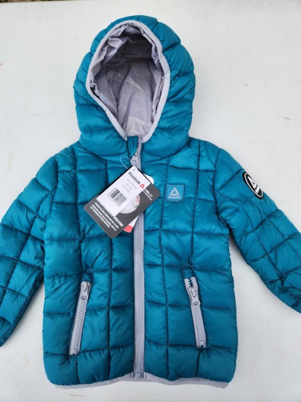 Reebok 12M Teal Blue Puffer Jacket Zipper 12 months NEW Easter Basket Gift NWT B